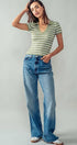 Urban Daizy Ribbed Stripe V-Neck Knit Top Ivory Knit Top - Women's (UDZ-TP-00562) – alternate view 11