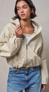 Oversized Hooded Zip-Front Cotton Jacket in KHAKI - Women's Jackets & Blazers | Urban Daizy