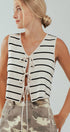 Urban Daizy Striped Tie-Front Cropped Knit Top Black White Knit Top - Women's (UDZ-TP-00750) – alternate view 2