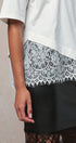 Oversized Cotton Tee with Asymmetric Lace Hem in WHITE - Women's T-Shirts & Polos | Urban Daizy