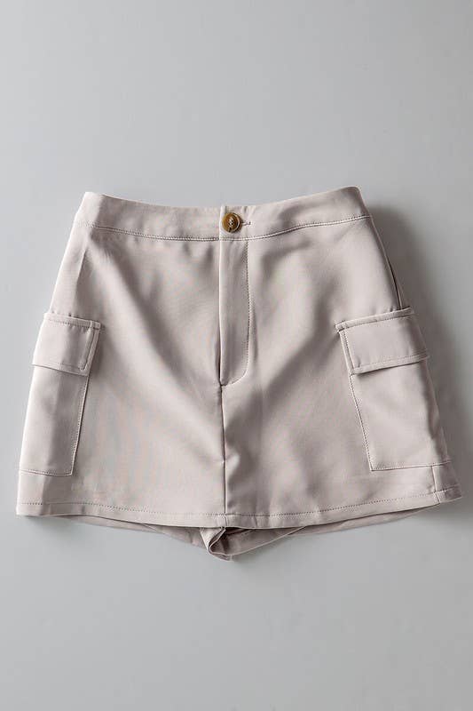 Urban Daizy Smocked Waist Cargo Pocket Skort Grey Skort - Women's (UDZ-SK-00035)