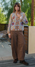 Embroidered Corduroy Jacket with Folk Floral Scroll in KHAKI - Women's Jackets & Blazers | Urban Daizy