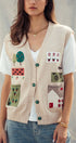 Urban Daizy Boho Graphic Knit Vest with Patch Pockets Oatmeal Sweater Vest - Women's (UDZ-KN-01039) – alternate view 3