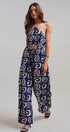 Urban Daizy Geometric Print Halter Belted Wide Leg Jumpsuit Blush Jumpsuit - Women's (TNJU0181-Blush) – alternate view 19