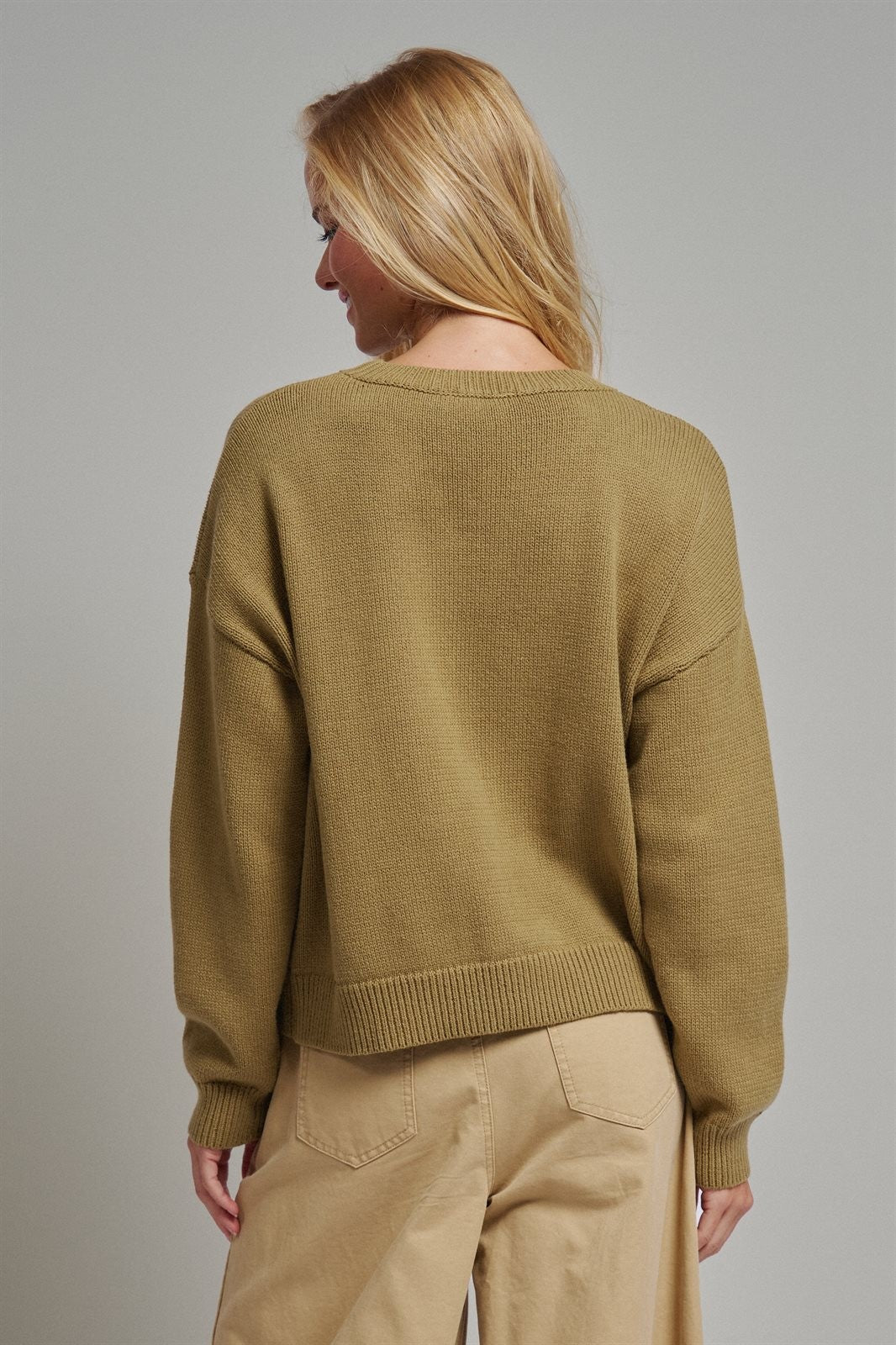 Seaside Sardine Oversized Summer Knit Sweater in LT OLIVE - Women's Sweaters | Urban Daizy