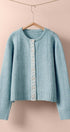 Elegant Wool Blend Cardigan with Lace Trim Detail in PASTEL BLUE - Women's Cardigans & Shrugs | Urban Daizy