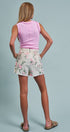 Urban Daizy Floral Print Raw Hem Cotton Shorts Cream-Pink Shorts - Women's (TNPT0839-Cream-Pink) – alternate view 12