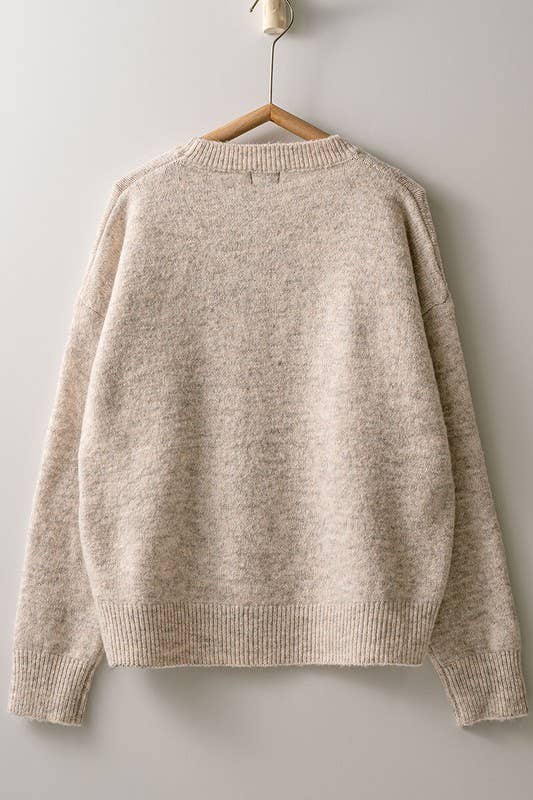 Urban Daizy Rudolph Reindeer Knit Crewneck Sweater Grey Knit Sweater - Women's (UDZ-KN-00538) – alternate view 6