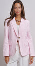 Pinstripe Single-Button Notch Lapel Blazer in LT PINK - Women's Fashion | Urban Daizy