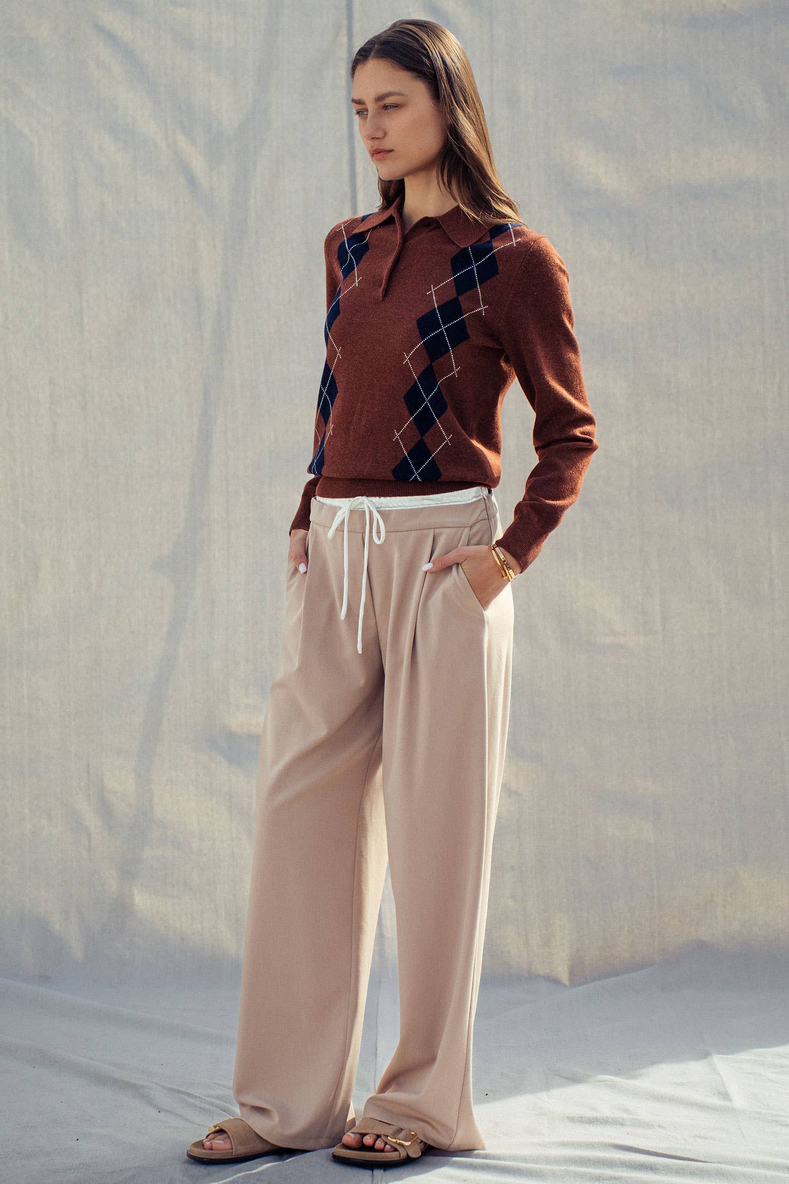 Relaxed Wide-Leg Drawstring Trousers