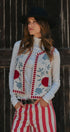 Floral Embroidered Corduroy Vest with Heart Vine Trim in IVORY - Women's Vests | Urban Daizy