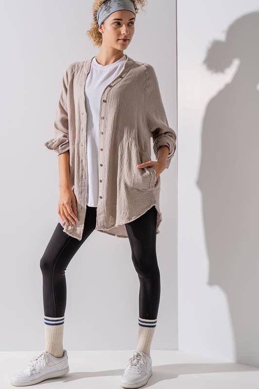 Urban Daizy PREMIUM SOFT FRAYED HEM GAUZE VINTAGE WASHED SHIRT Forest-Green Button Down Shirt - Women's (UDZ-TP-00225) –…