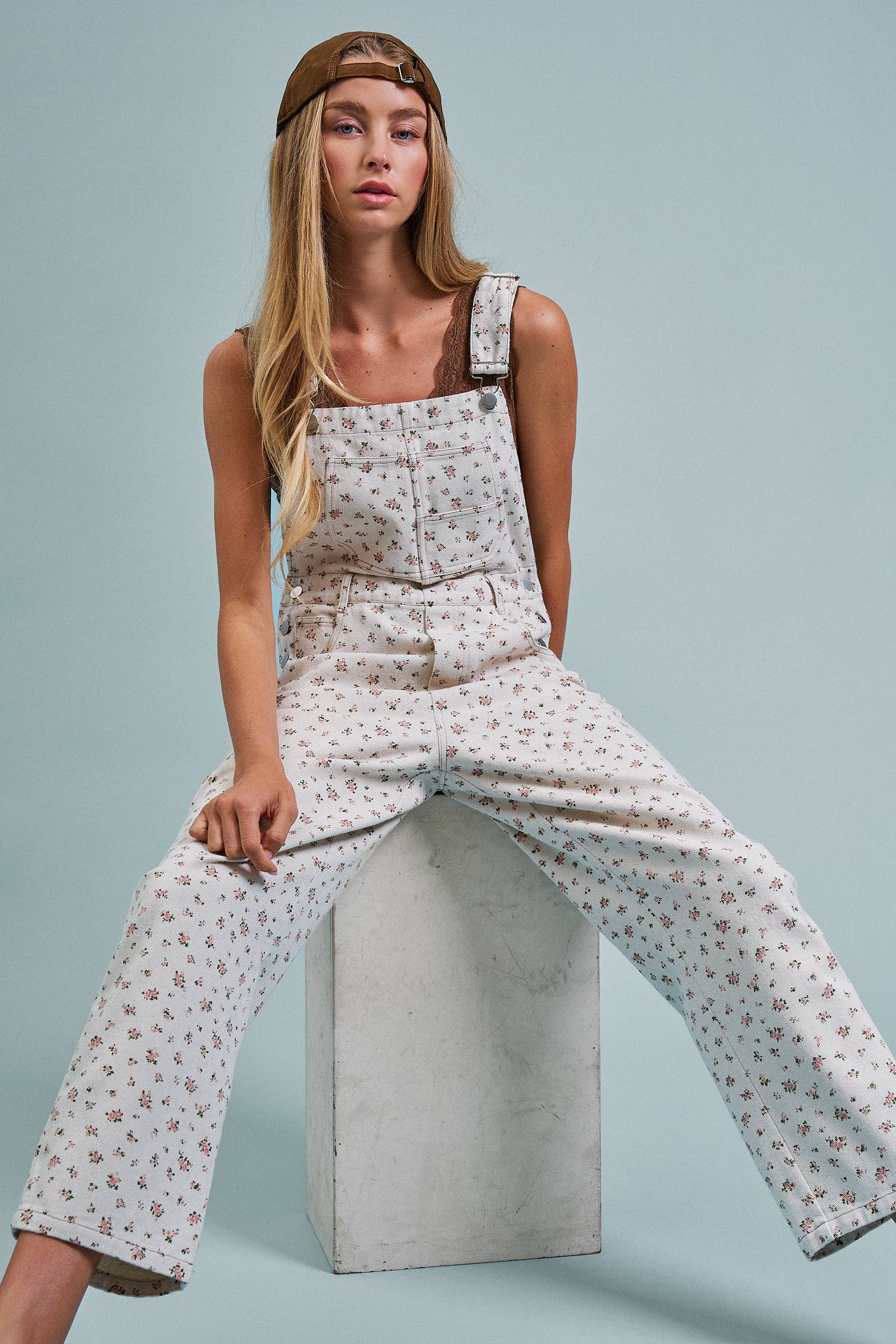 Vintage Ditsy Floral Cotton Overalls