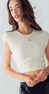 Urban Daizy Ribbed Knit Crop Short Sleeve Fitted Casual Spring Top Blue Knit Top - Women's (UDZ-TP-00081) – alternate view 9