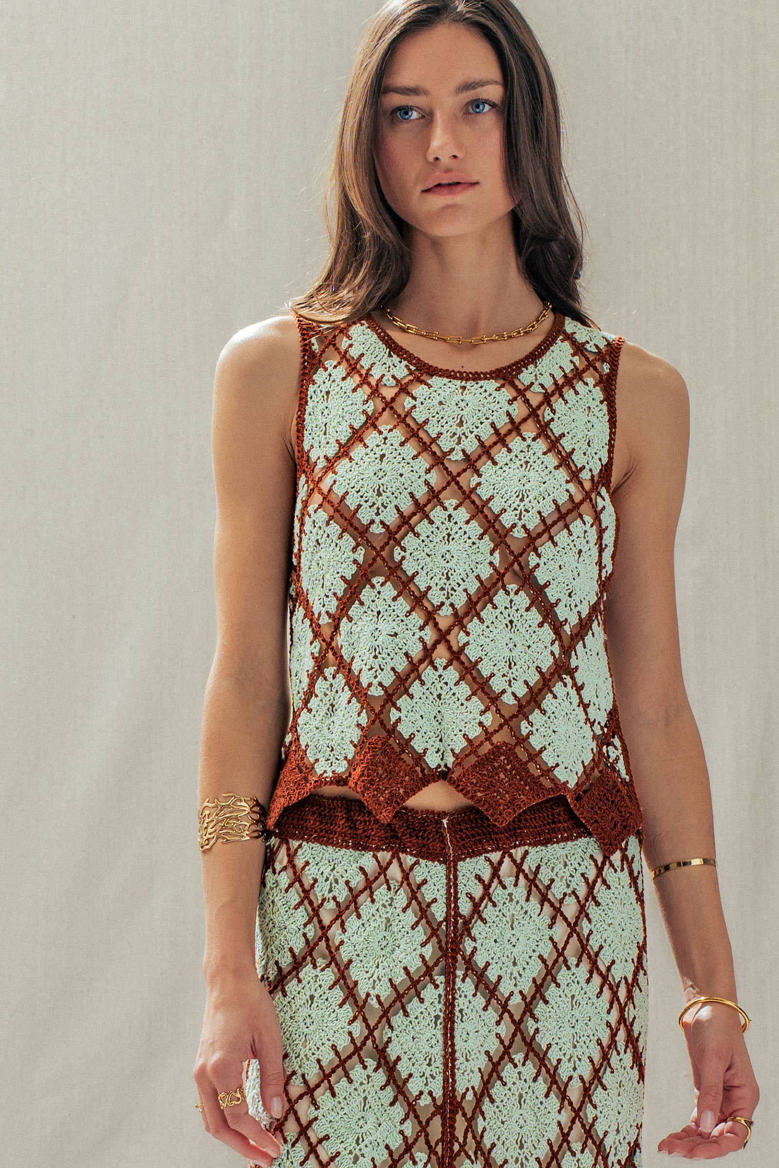 Diamond Crochet Pattern Sleeveless Tank