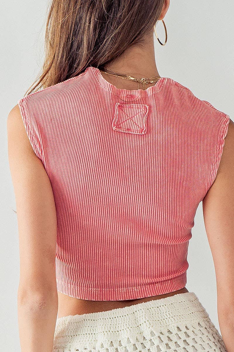 Urban Daizy Ribbed Knit Crop Short Sleeve Fitted Casual Spring Top Blue Knit Top - Women's (UDZ-TP-00081) – alternate view 20