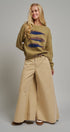 Washed Cotton Wide Leg Palazzo Pants with Woven Belt in KHAKI - Women's Casual Pants | Urban Daizy