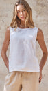 Minimal Muse Linen Sleeveless Top in WHITE - Women's Fashion | Urban Daizy