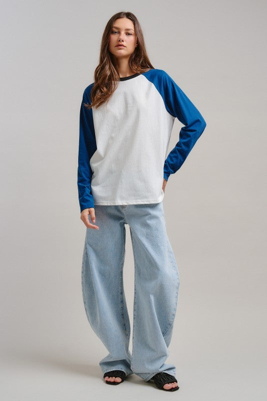 All-Star Vintage Baseball Tee in BLUE - Women's T-Shirts & Polos | Urban Daizy
