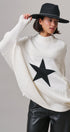Star Intarsia Mock Neck Sweater in IVORY - Women's Sweaters | Urban Daizy