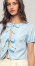 Urban Daizy Gingham Triple Bow Puff Sleeve Crop Top Pink Blouse - Women's (UDZ-TP-01033) – alternate view 22