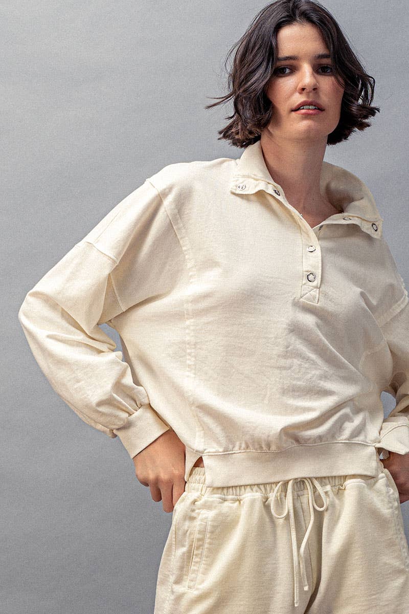 Vintage Wash Snap-Front Sweatshirt