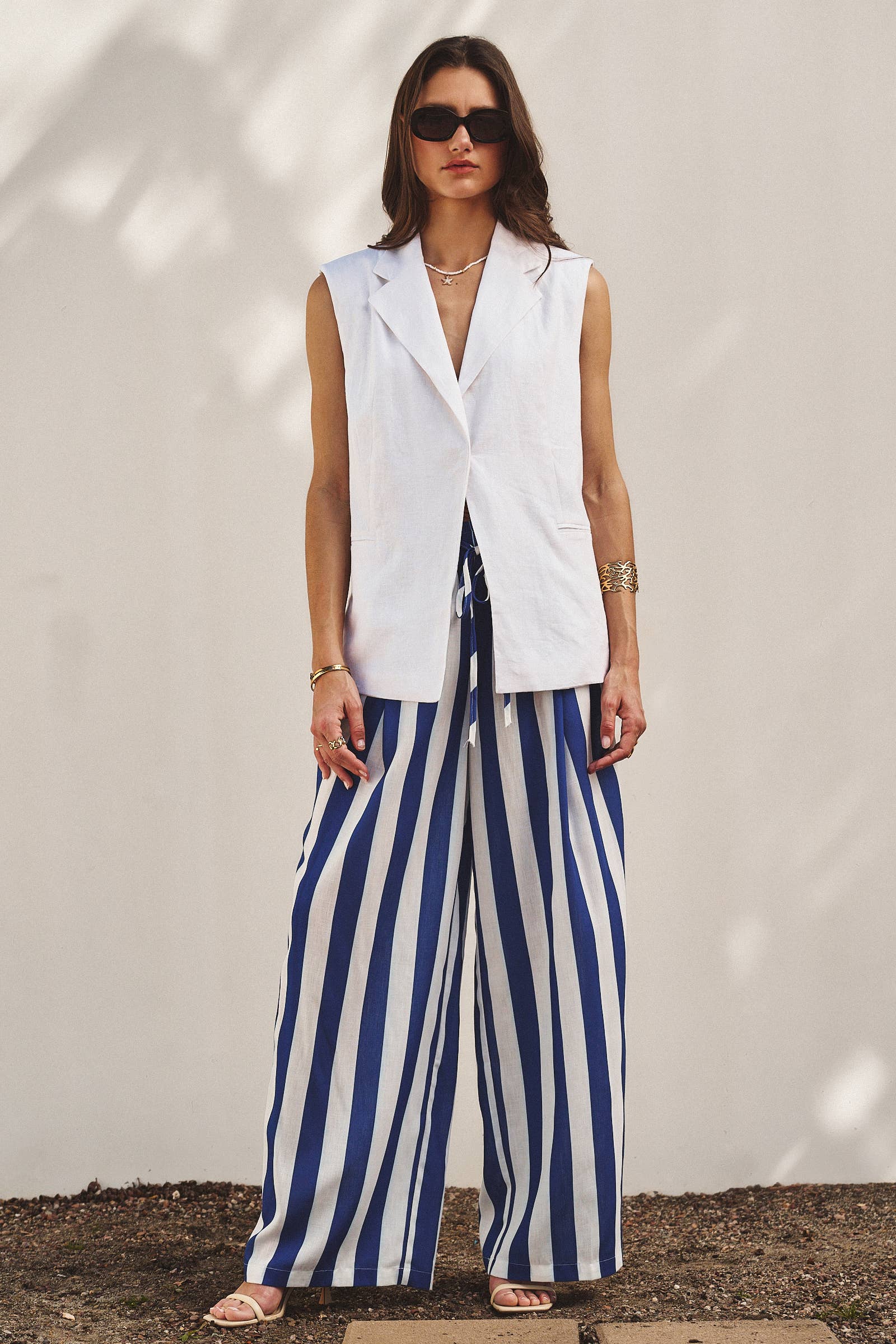 Breezy Linen-Blend Striped Wide-Leg Pants