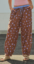 Retro Candy Pop Polka Dot Pants in BROWN BLUE - Women's Pants | Urban Daizy