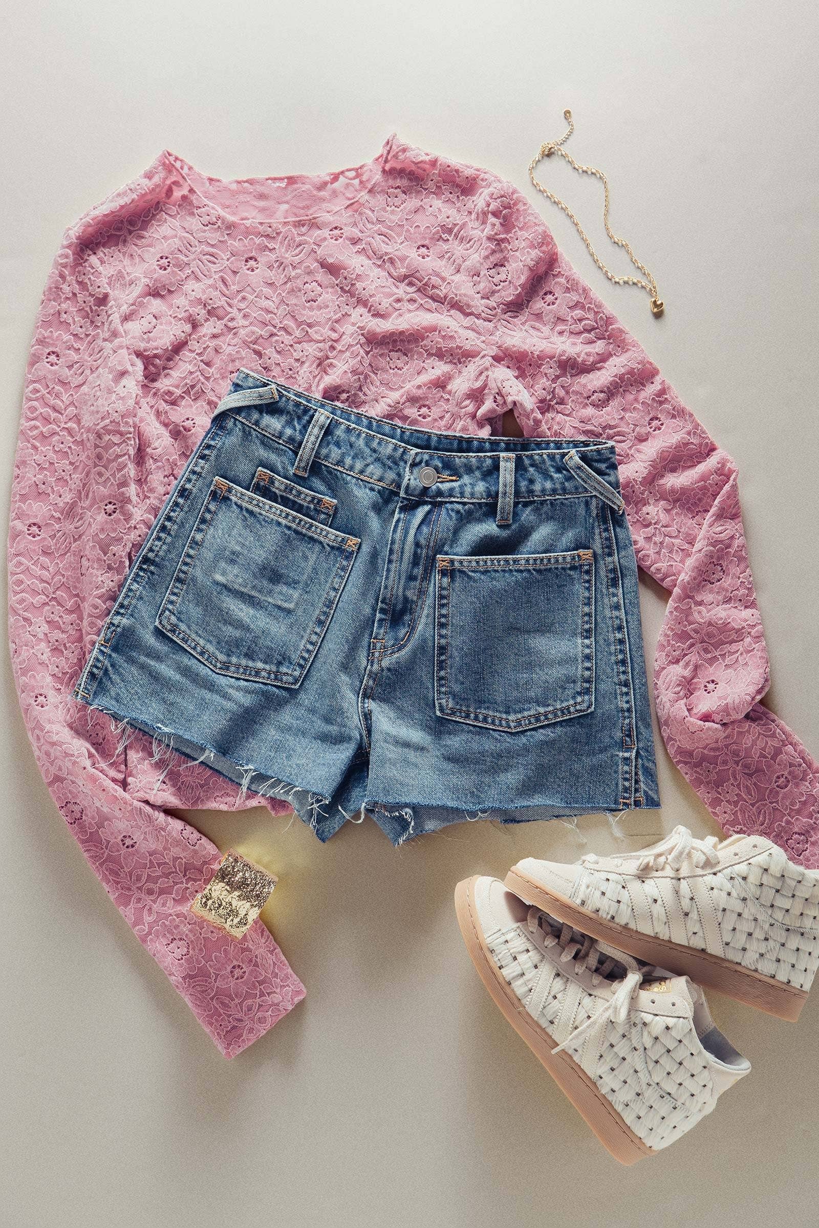 Urban Daizy High Rise Patch Pocket Raw Hem Denim Shorts Denim-Blue Shorts - Women's (UDZ-PT-00446) – alternate view 8