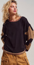 Urban Daizy Raw Seam Star Patch Slouchy Knit Top Brown Knit Top - Women's (UDTP1432-Brown) – alternate view 10