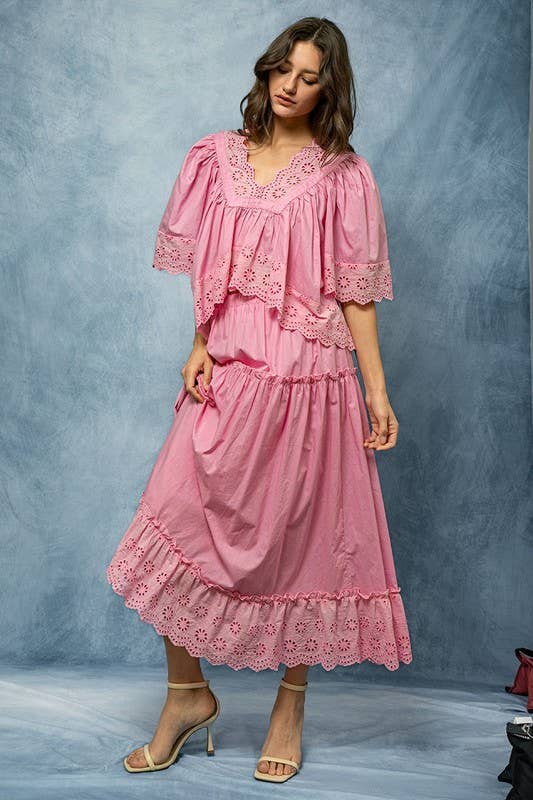 Urban Daizy Laced Eyelet Tiered Midi Skirt Lt-Blue Skirt - Women's (UDZ-SK-00108) – alternate view 5