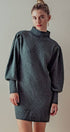 Urban Daizy Balloon Sleeve Mock Neck Sweater Dress Charcoal Dress - Women's (UDZ-DR-00096) – alternate view 2