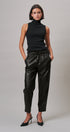 Faux Leather Drawstring Jogger Pants in BLACK - Women's Casual Pants | Urban Daizy