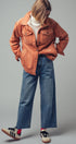 Urban Daizy Oversized Sherpa Lined Corduroy Shacket Beige Shirt Jacket Shacket - Women's (UDZ-OT-00163) – alternate view 16