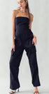 Urban Daizy Strapless Wide Leg Cargo Pocket Artisanal Jumpsuit Moss Jumpsuit - Women's (UDZ-JR-00002) – alternate view 16