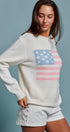 Urban Daizy Vintage Flag Graphic Relaxed Soft Knit Sweater Ivory Cardigan - Women's (TNTP4028-Ivory) – alternate view 4
