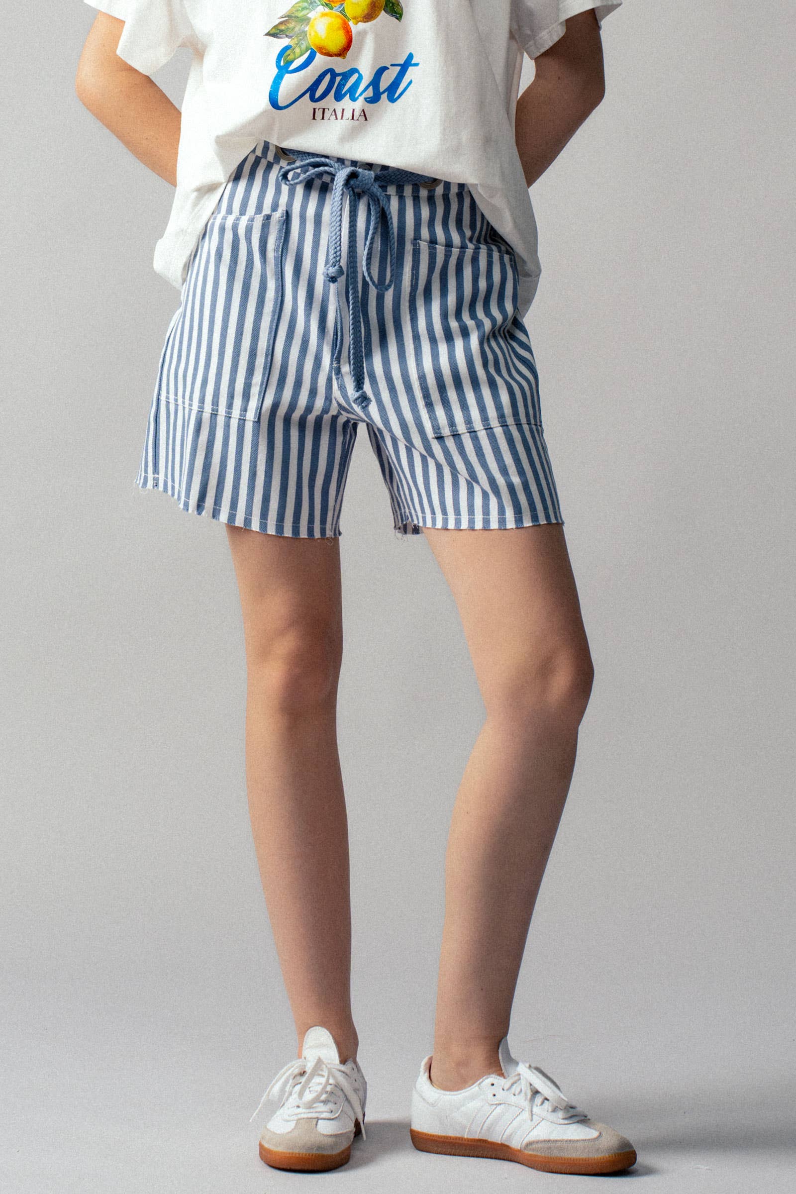 Urban Daizy Striped High-Rise Denim Shorts Blue Shorts - Women's (UDZ-DR-00389) – alternate view 11