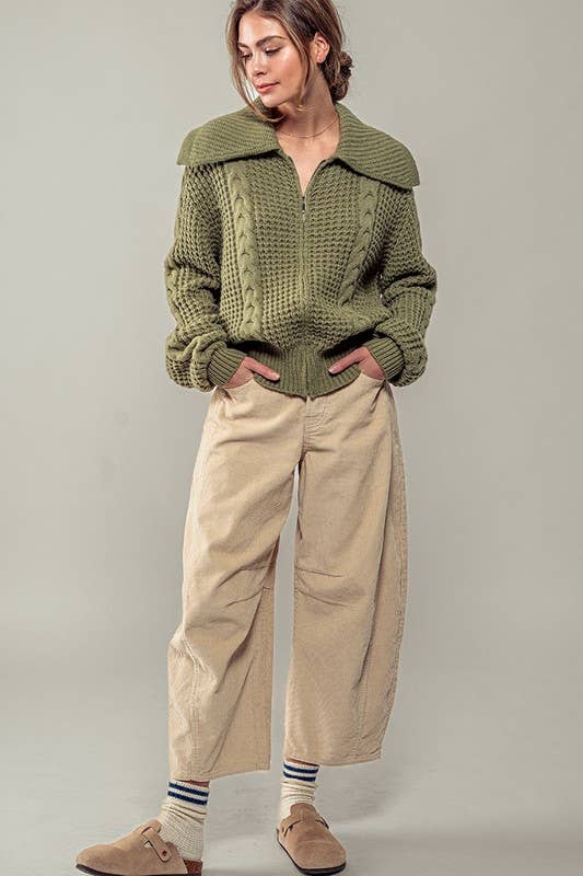 Urban Daizy Textured Cable Knit Sailor Jacket Beige-Buff Jacket - Women's (UDZ-OT-00317) – alternate view 33