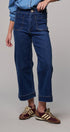 High Waist Wide Leg Denim with Patch Pockets in DENIM - Women's Casual Pants | Urban Daizy