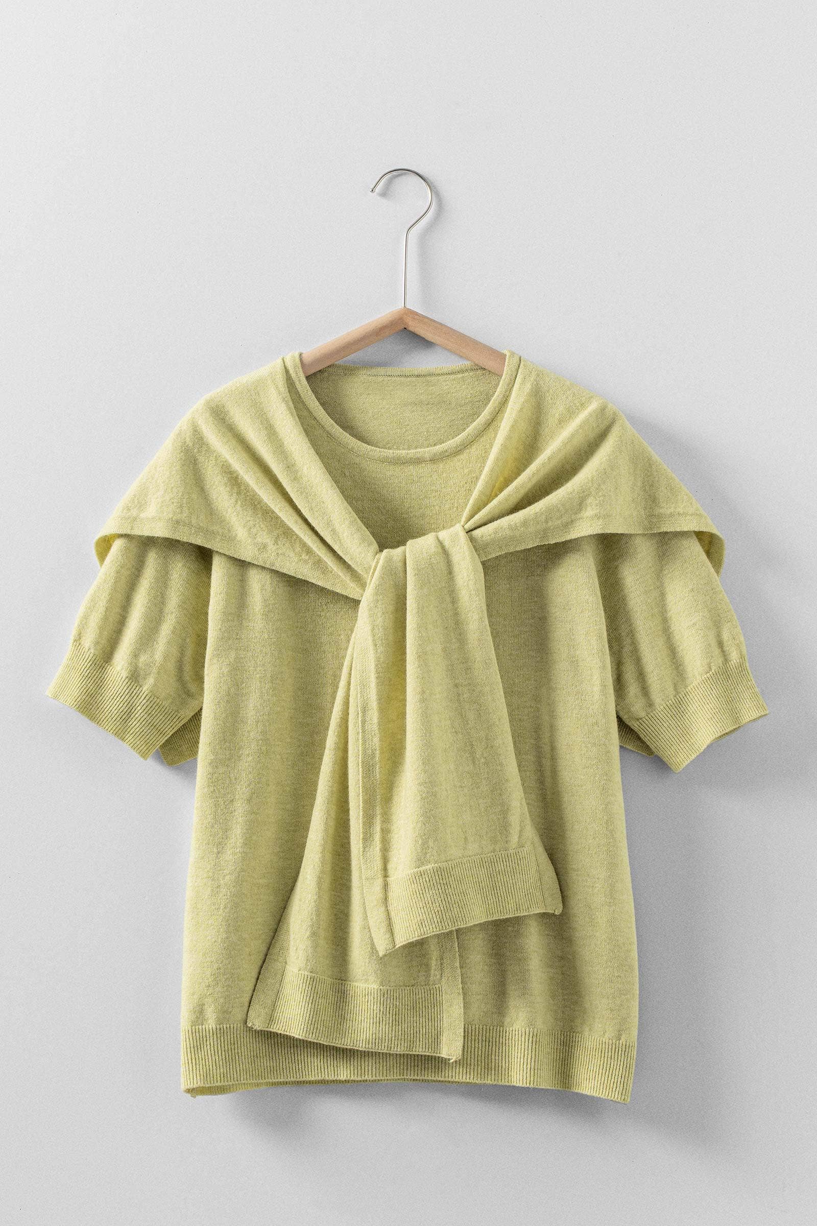 Faux Layered Tie-Front Knit Top
