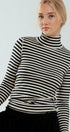 Classic Striped Long Sleeve Turtleneck Top in BLACK - Women's T-Shirts & Polos | Urban Daizy