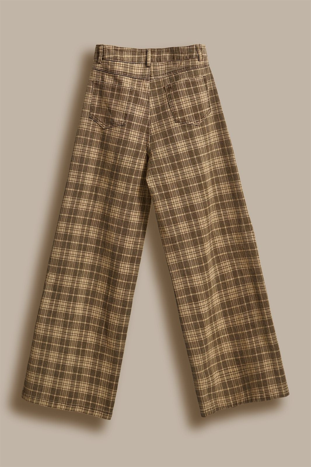 Checker Plaid Wide Leg Pants Y2K Vintage Western for Women in BROWN - Women's Casual Pants | Urban Daizy