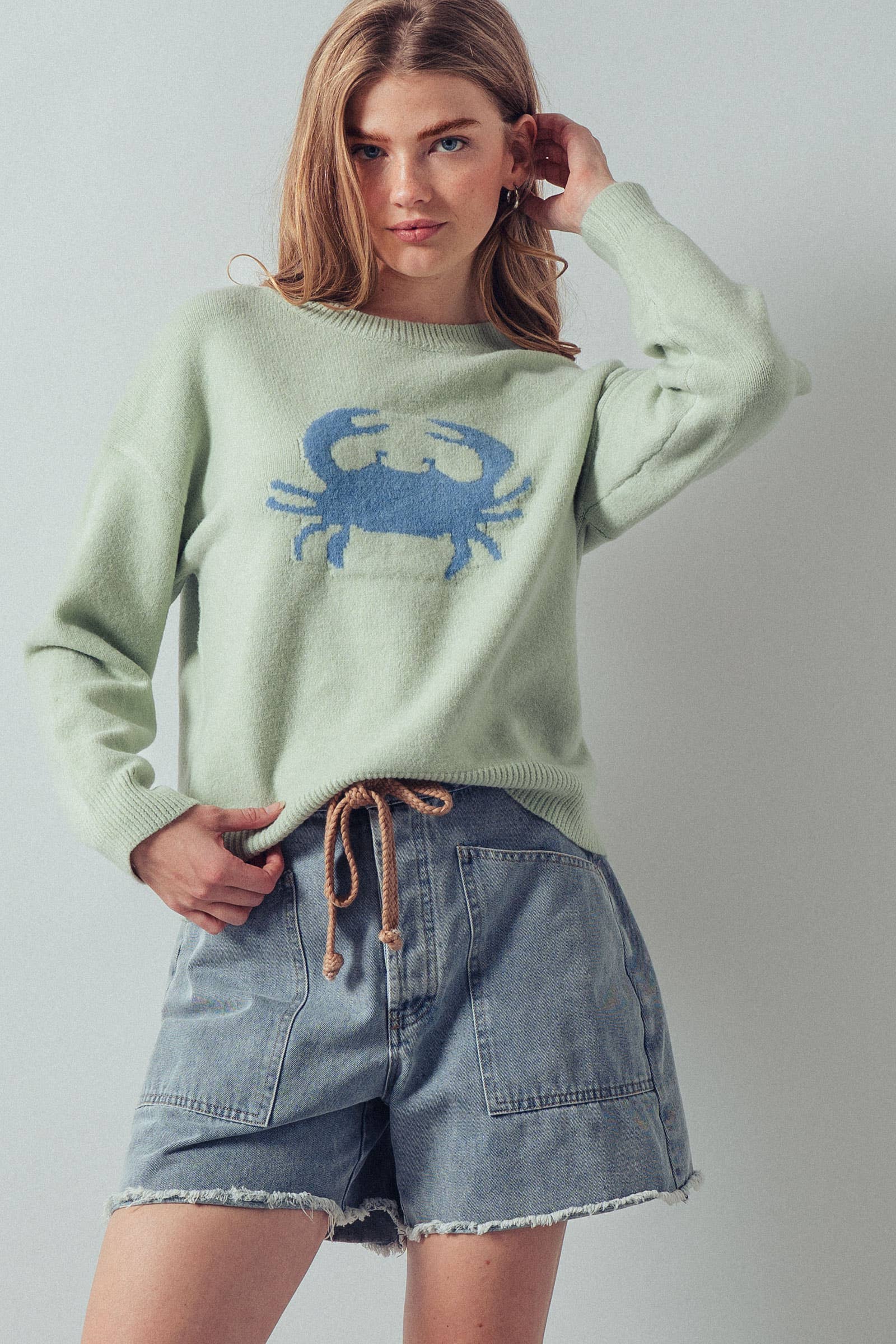 Crab Graphic Relaxed Knit Sweater