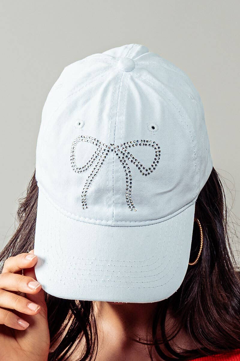 Urban Daizy Rhinestone Bow Embellished Baseball Cap Black Baseball Cap - Women's (UDZ-AC-00113) – alternate view 3