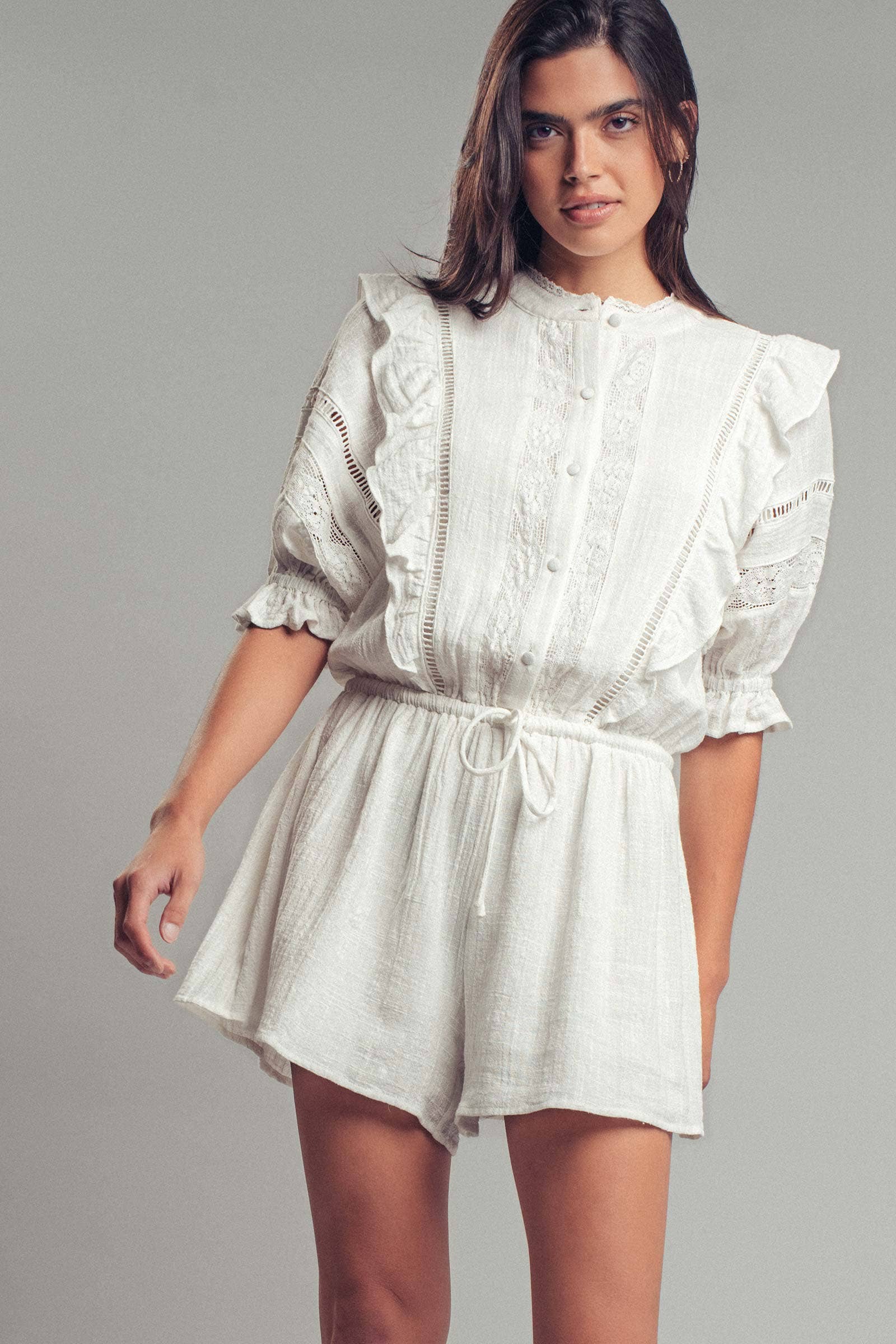 Romantic Lace Ruffle Boho Romper