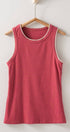 Urban Daizy Contrast Trim Ribbed Minimalist Statement Tank Top Berry-Pink Tank Top - Women's (UDZ-TP-00498)