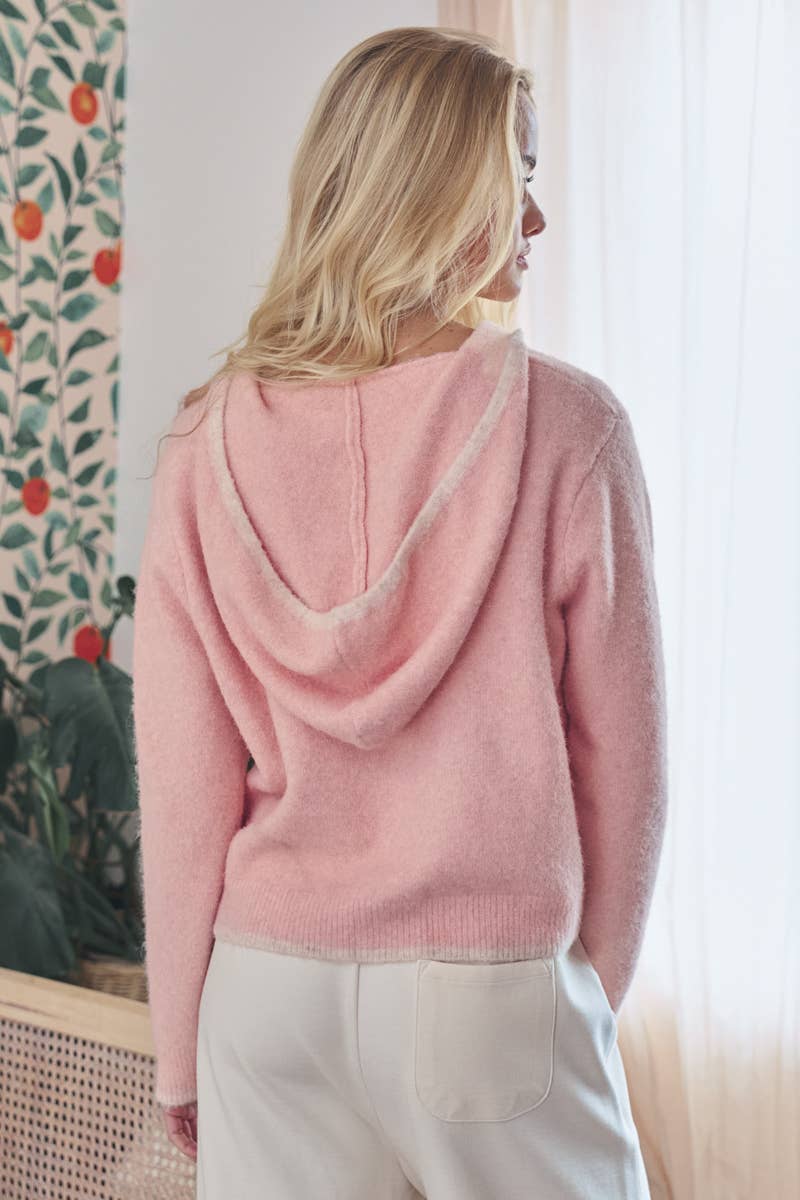 Relaxed Cropped Textured Knit Hoodie