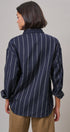 Oversized Striped Cotton Button-Down Shirt in NAVY - Women's Shirts & Blouses | Urban Daizy