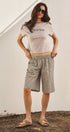 Urban Daizy Classic Check Print Elastic Bermuda Shorts Cream Shorts - Women's (UDPT0174-Cream) – alternate view 10