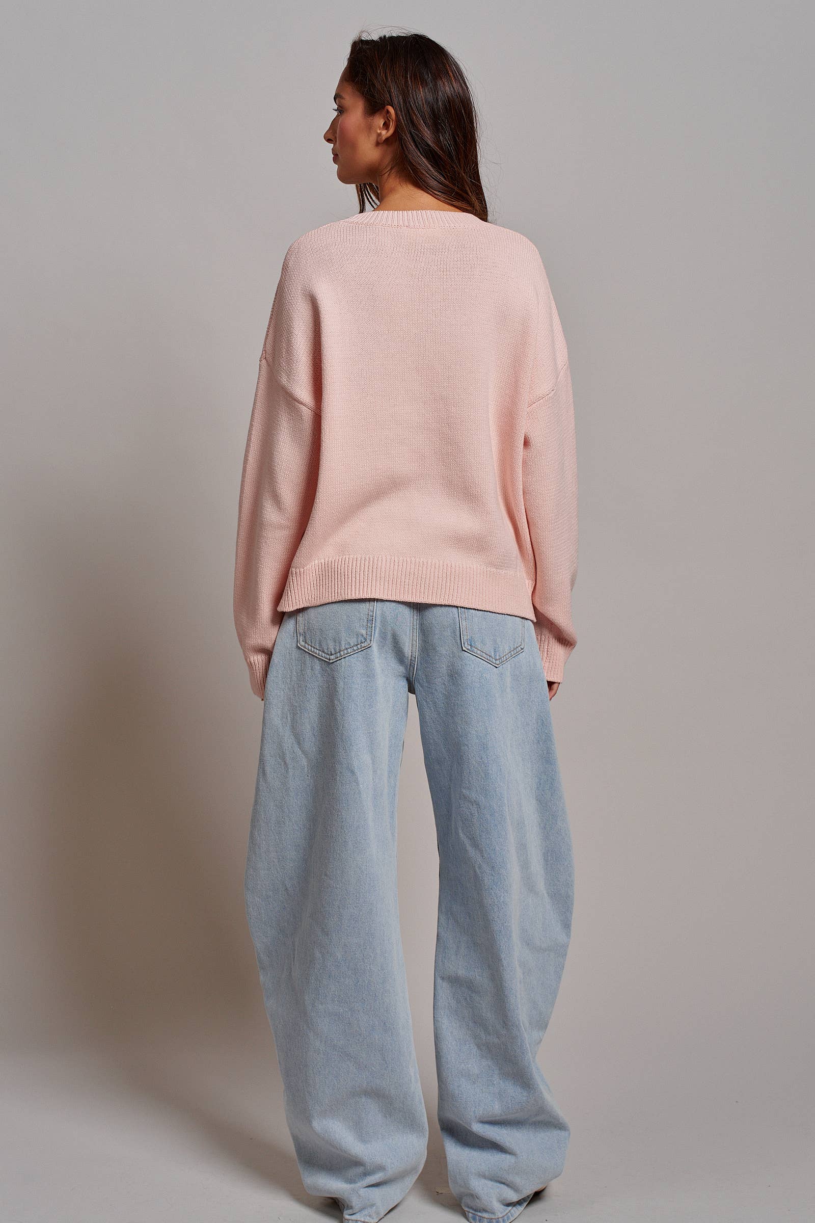 Graphic Oversized Drop-Shoulder Knit Sweater